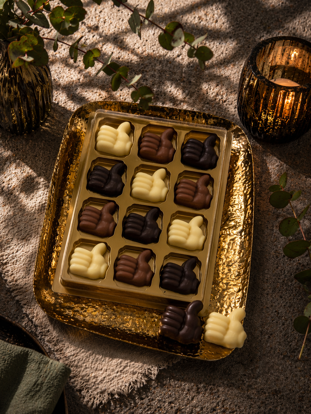 Like duim 12 chocolaatjes in doos